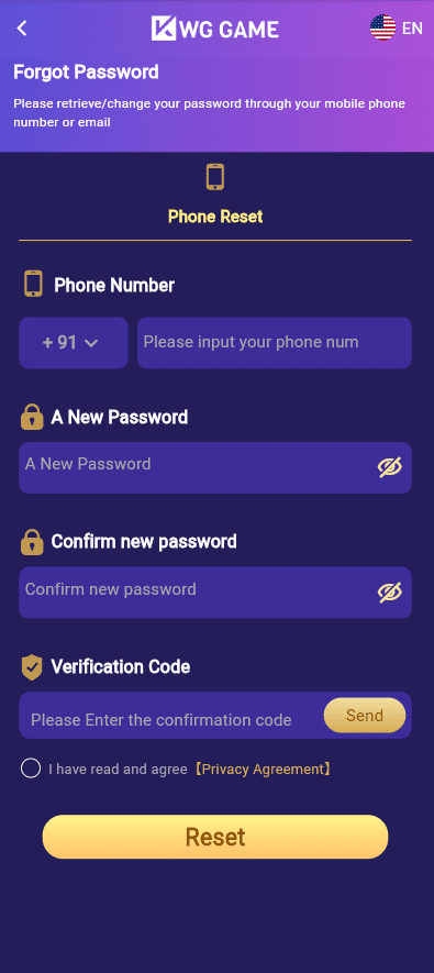 Step-by-step guide on how to reset your KWG Game password if you forget it.